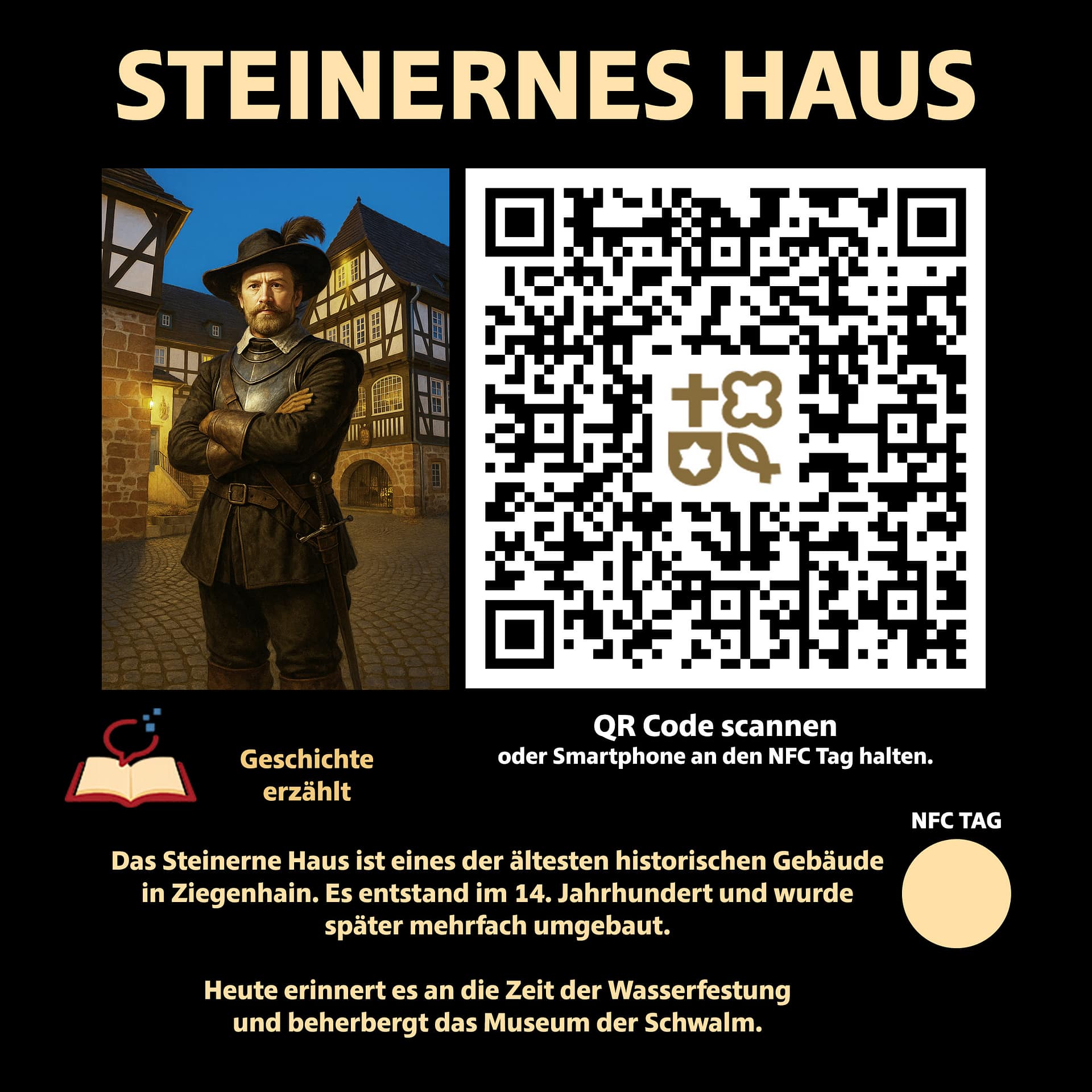 QR-Schild Steinernes Haus